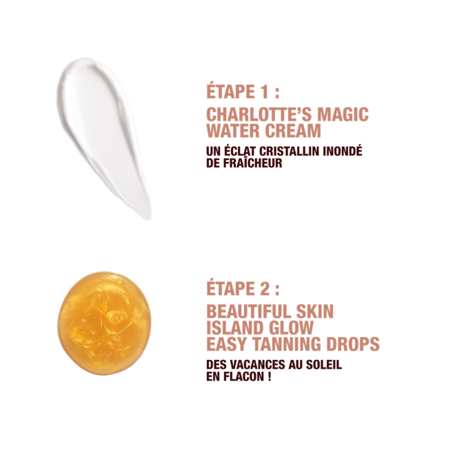 FR GLOWDROPS+MWC-ROUTINE Beautiful Skin Island Glow Drops and Magic Water Cream swatches