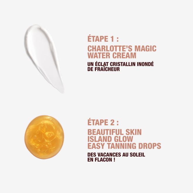 FR GLOWDROPS+MWC-ROUTINE Beautiful Skin Island Glow Drops and Magic Water Cream swatches
