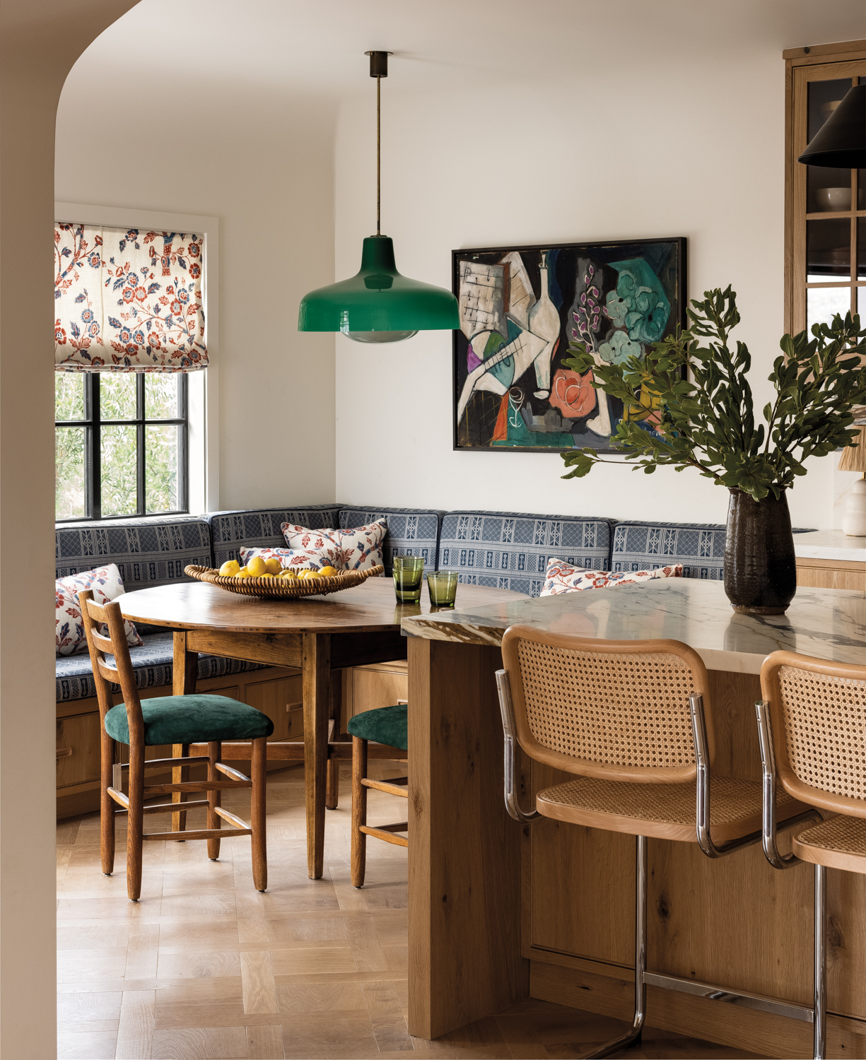 1920s Los Angeles Tudor-style home breakfast nook