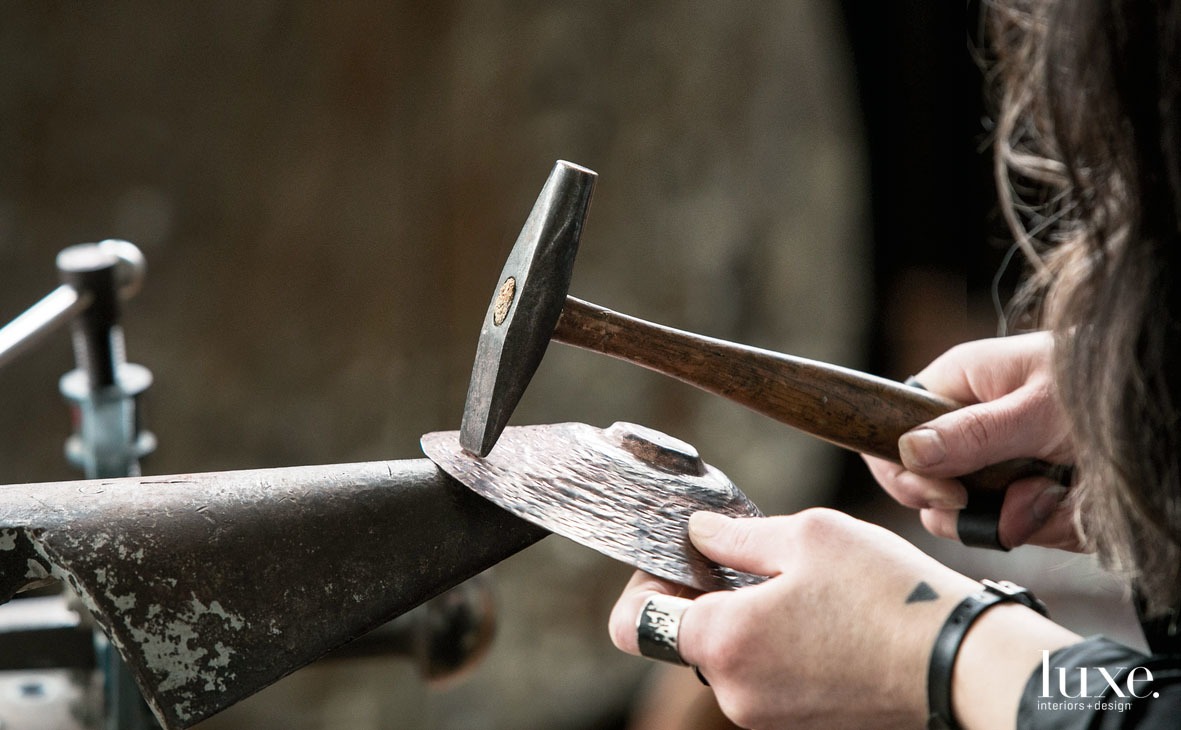 Chicago artist Laura Prieto-Velasco hand-hammers each of her bowls.