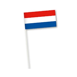 A Dutch flag printed on a paper country flag available to be printed for cheap prices at Helloprint