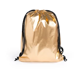 Een gouden glitter drawstring tas, verkrijgbaar met jouw logo bij Helloprint.