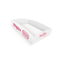 Goedkope eetbakjes bij Helloprint. Ideaal voor foodtrucks en evenementen, bedrukt met je eigen print.
