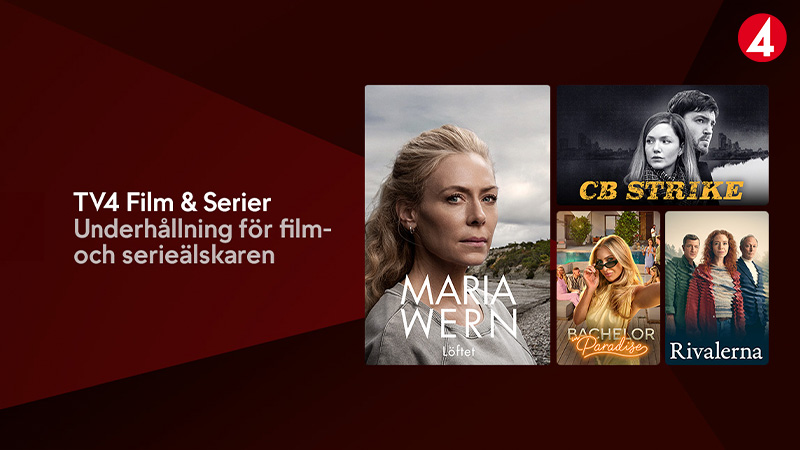 Reklamaffisch för TV4 Film & Serier med bilder från olika produktioner