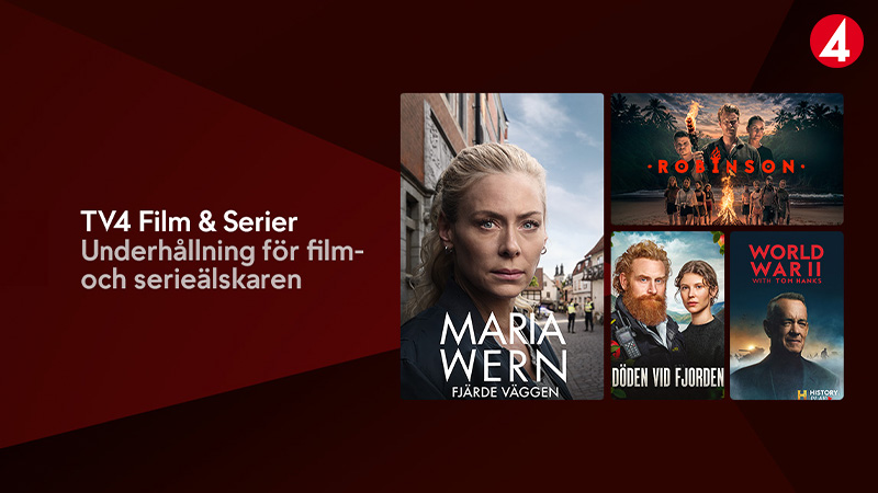 Reklamaffisch för TV4 Film & Serier med bilder från olika produktioner
