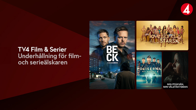 Reklamaffisch för TV4 Film & Serier med bilder från olika produktioner