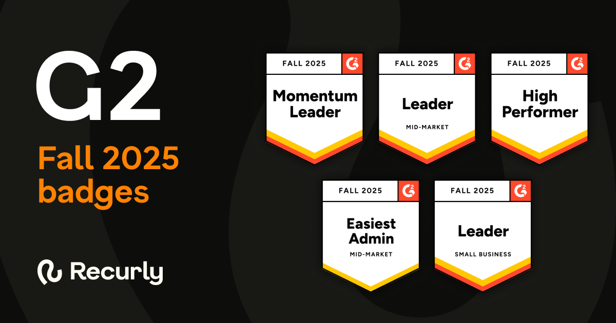 Recurly was recently awarded G2 leadership badges in the fall of 2025 across the US and EMEA regions. However, that’s not all. Check out our other awards here.
