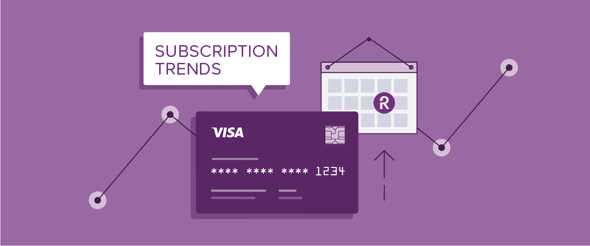 Subscription trends banner showing a credit card and a Recurly calendar