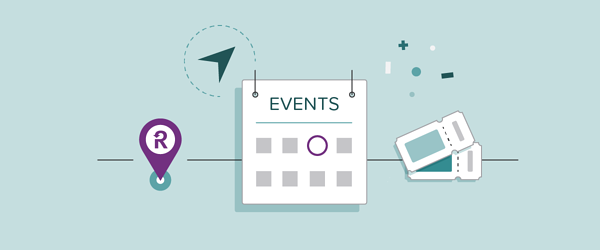 Recurly calendar showing event dates, tickets, and place