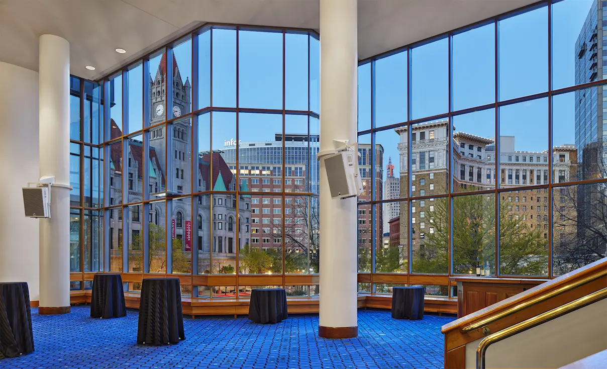 Target Atrium Looking Outside at Dusk