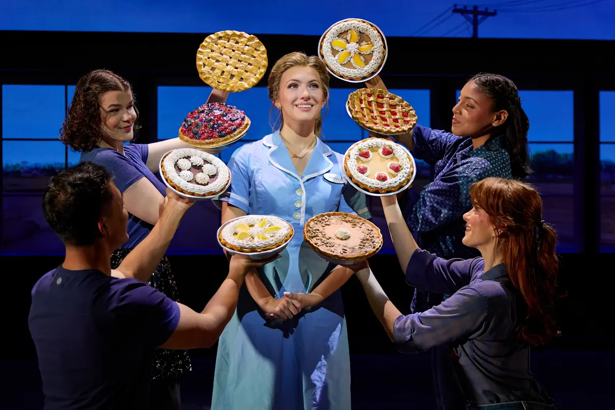 Samantha Lane Scruggs (Jenna Hunterson) and the WAITRESS 10th Anniversary Tour Company Photo by Jeremy Daniel
