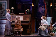 The Music Man company in the roles of Marian Paroo, Amaryllis, and Mrs. Paroo. Photo by Marshall Meadows.