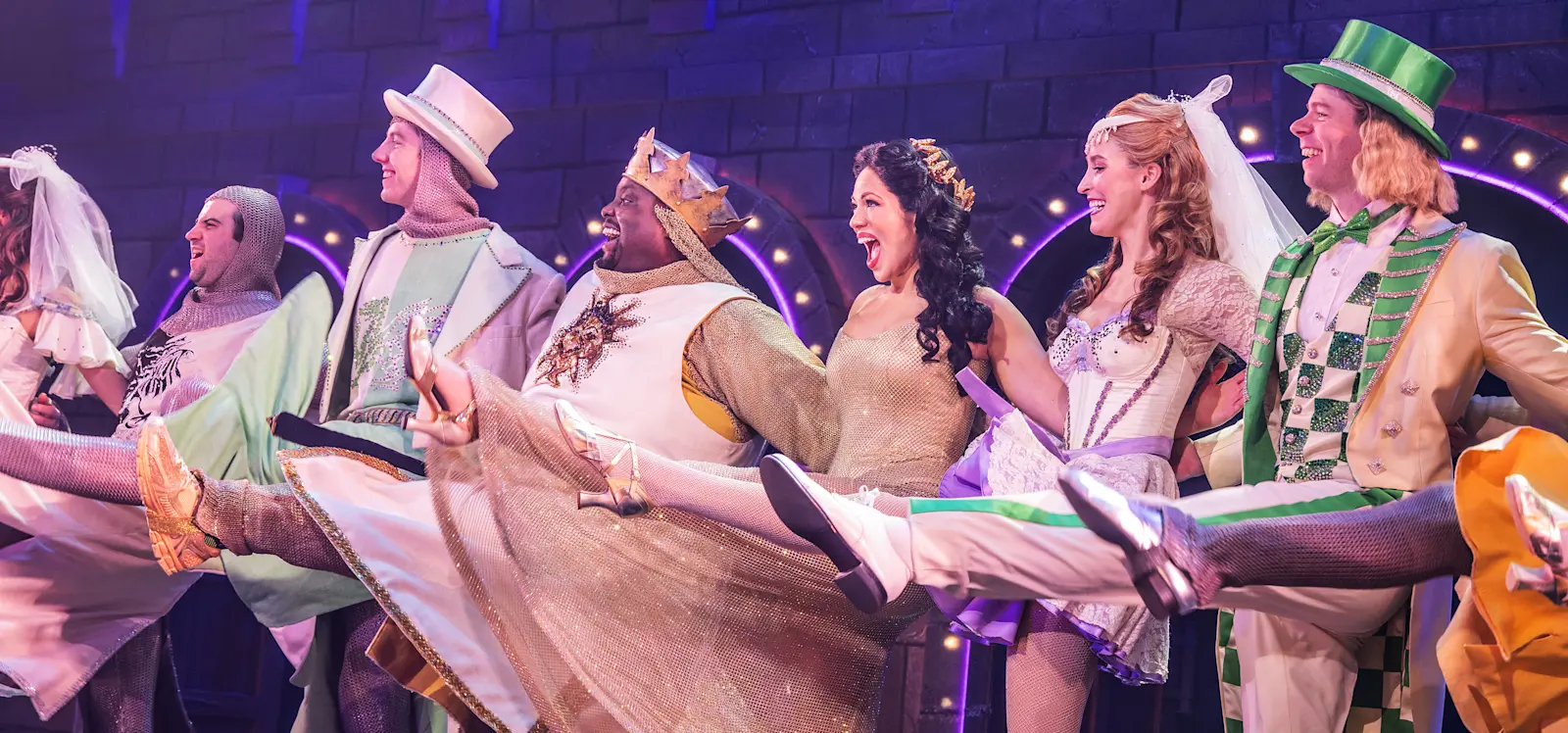 The cas of the North American tour of Spamalot. Photo by Matthew Murphy and Evan Zimmerman.