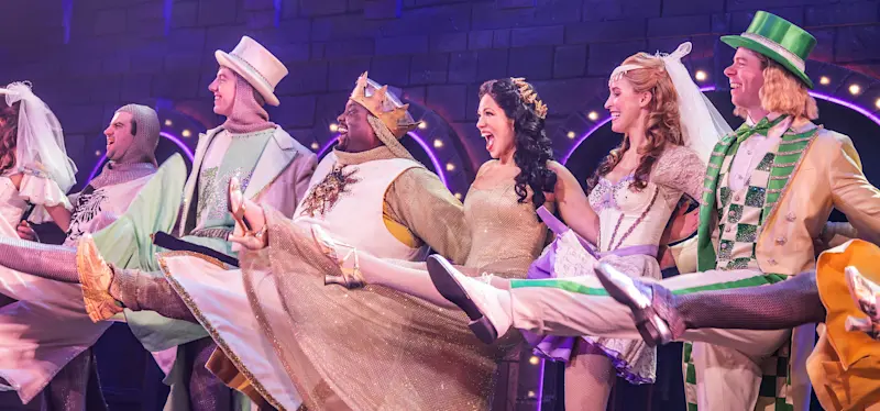 The cas of the North American tour of Spamalot. Photo by Matthew Murphy and Evan Zimmerman.