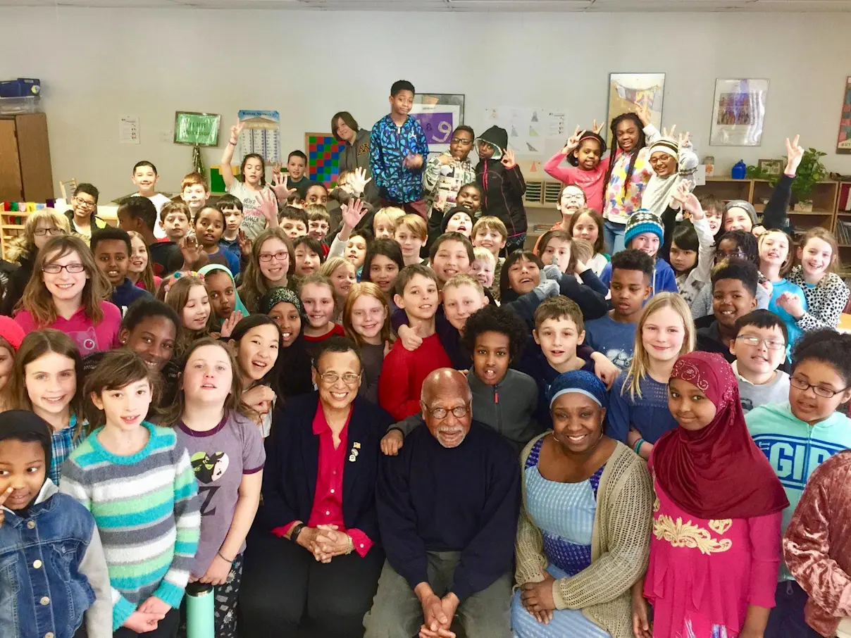 JJ Hill Elementary School learns about the transformation of the Rondo community (2017). Photo courtesy of In Black Ink.