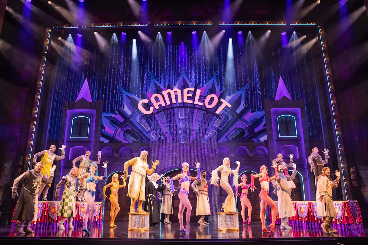 The Broadway cast of Spamalot. Photo by Matthew Murphy and Evan Zimmerman.