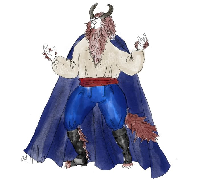 Beast costume rendering by Ryan J. Moller.