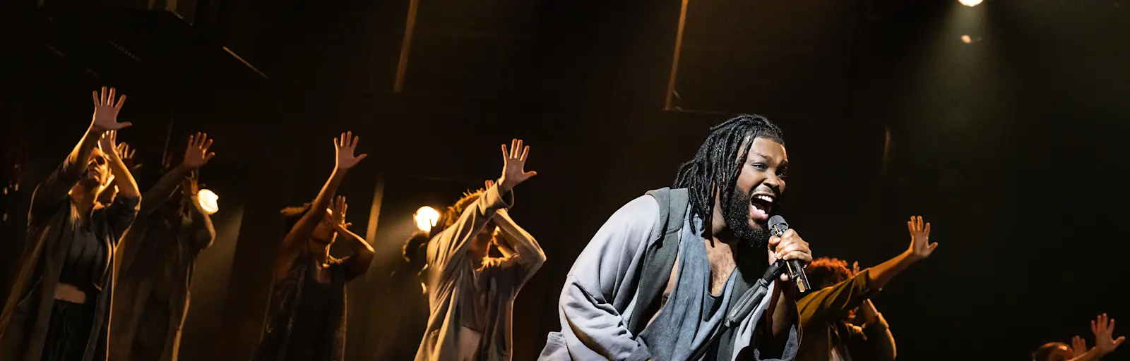 Elvie Ellis and the company of the North American tour of Jesus Christ Superstar. Photo by Evan Zimmerman for MurphyMade.