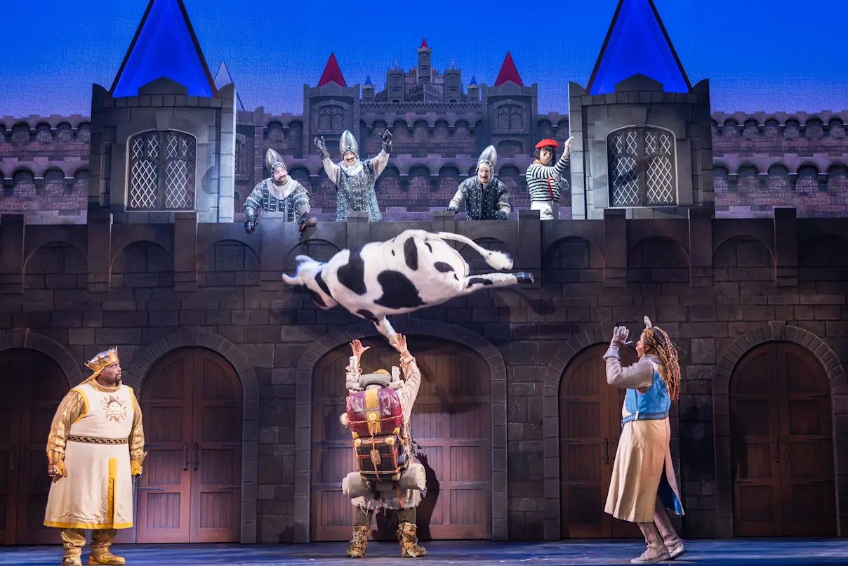 The cast of the North American Tour of Spamalot. Photo by Matthew Murphy and Evan Zimmerman.