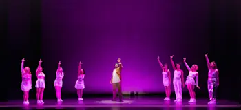 Aathaven Tharmarajah as Emmett and the cast of Legally Blonde: The Musical. Photo by Drager Creative.