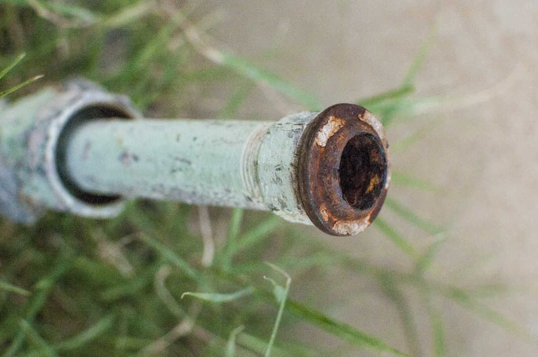 Rusted pipe opening in Banning, California. 