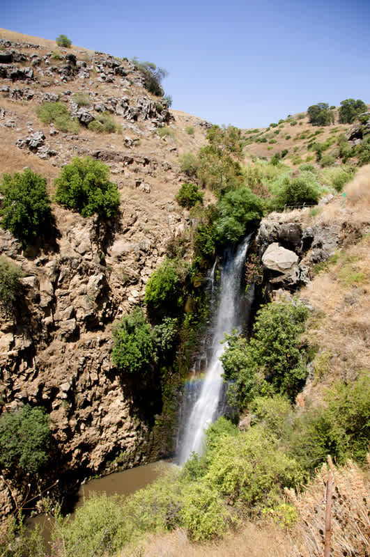 approaching waterfall at Jilabun Stream, Golan Heights, Israel. 