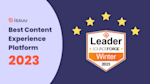 SourceForge badge for Winter 2023 Leader Award with five gold stars above it 