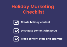 Purple background with text that says "Holiday Marketing checklist"