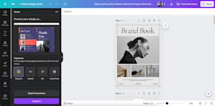 Canva workspace with a magazine