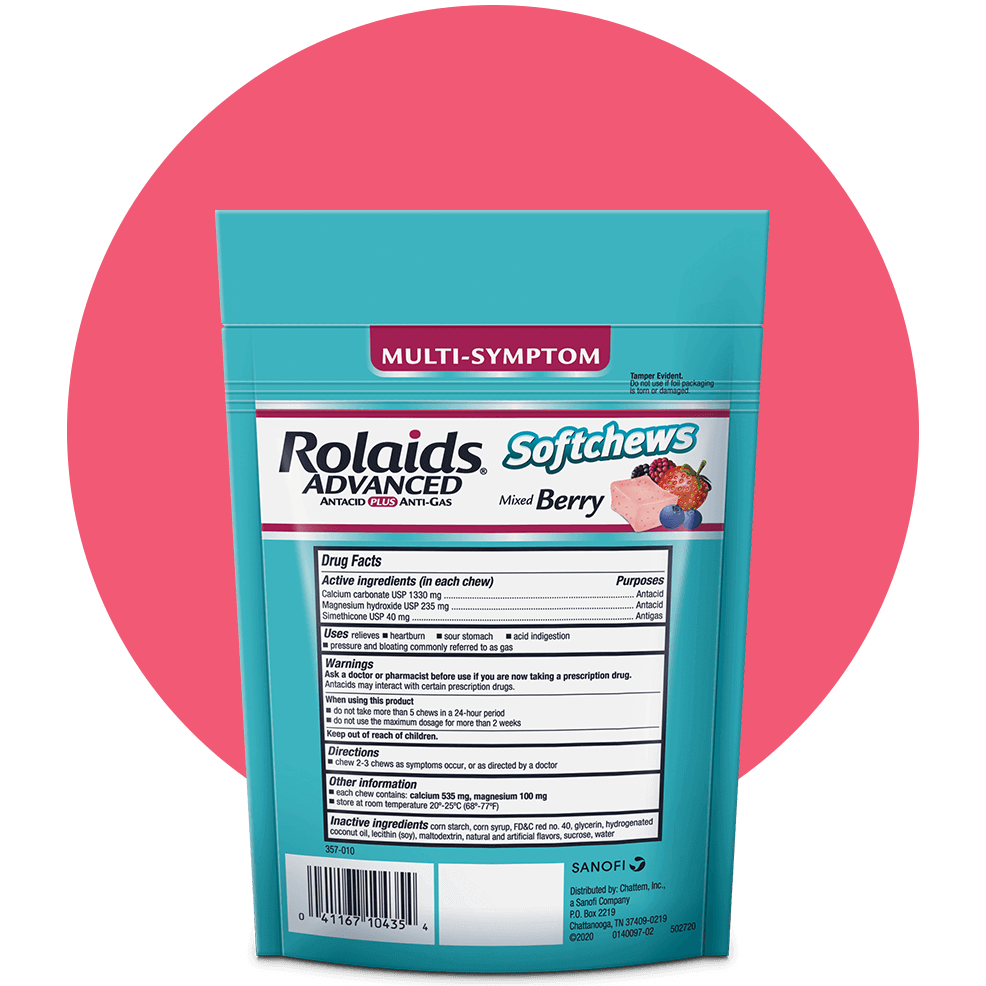 Rolaids® advanced antacid plus anti-gas softchews