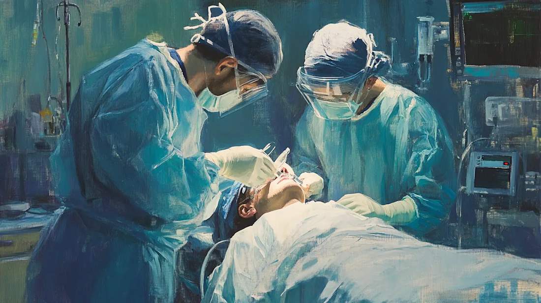 An anesthesiologist prepping a patient for surgery