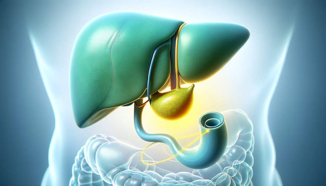 Illustration of the gallbladder and bile duct