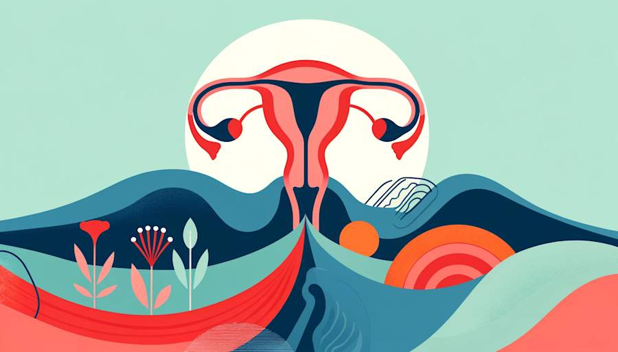 An abstract representation of a partial hysterectomy focusing on the partial removal of the uterus and preservation of the