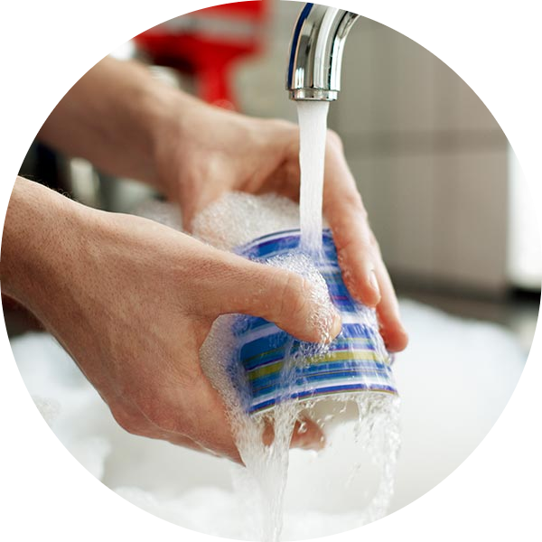 Washing the dishes