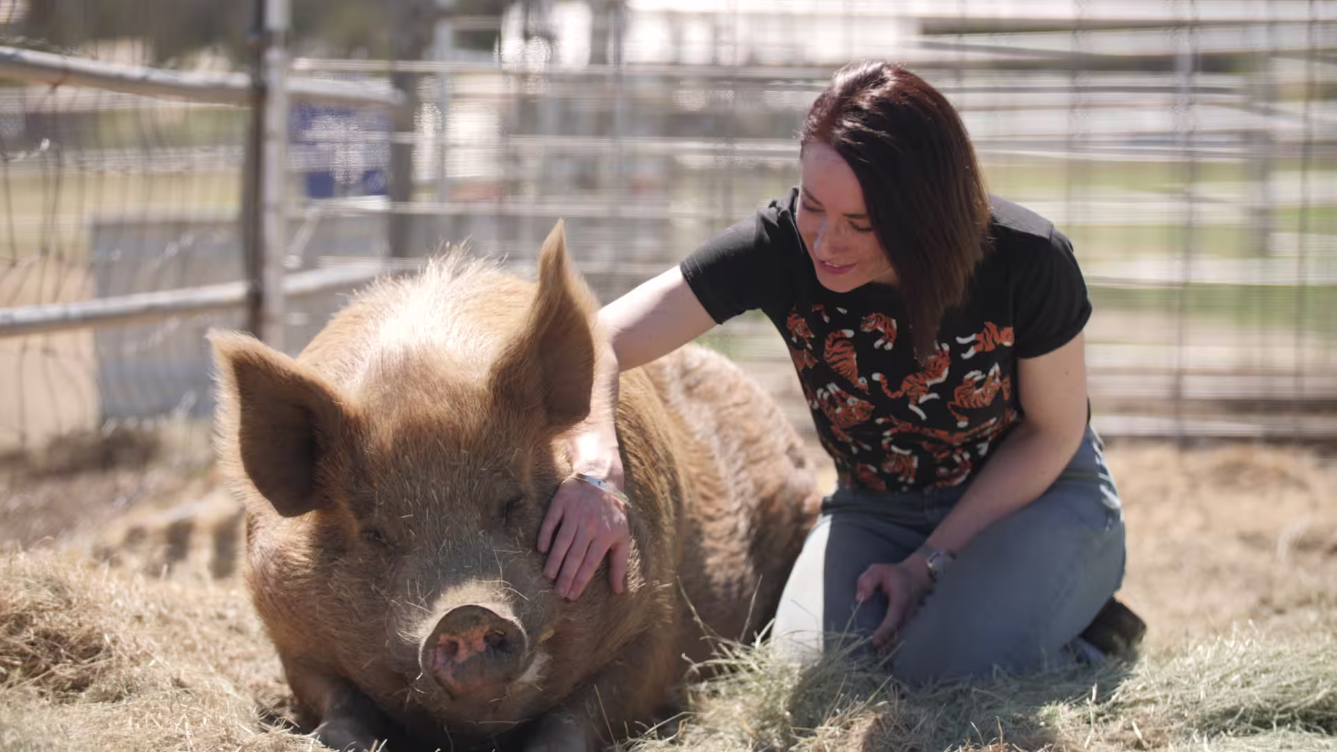Vicky with pig