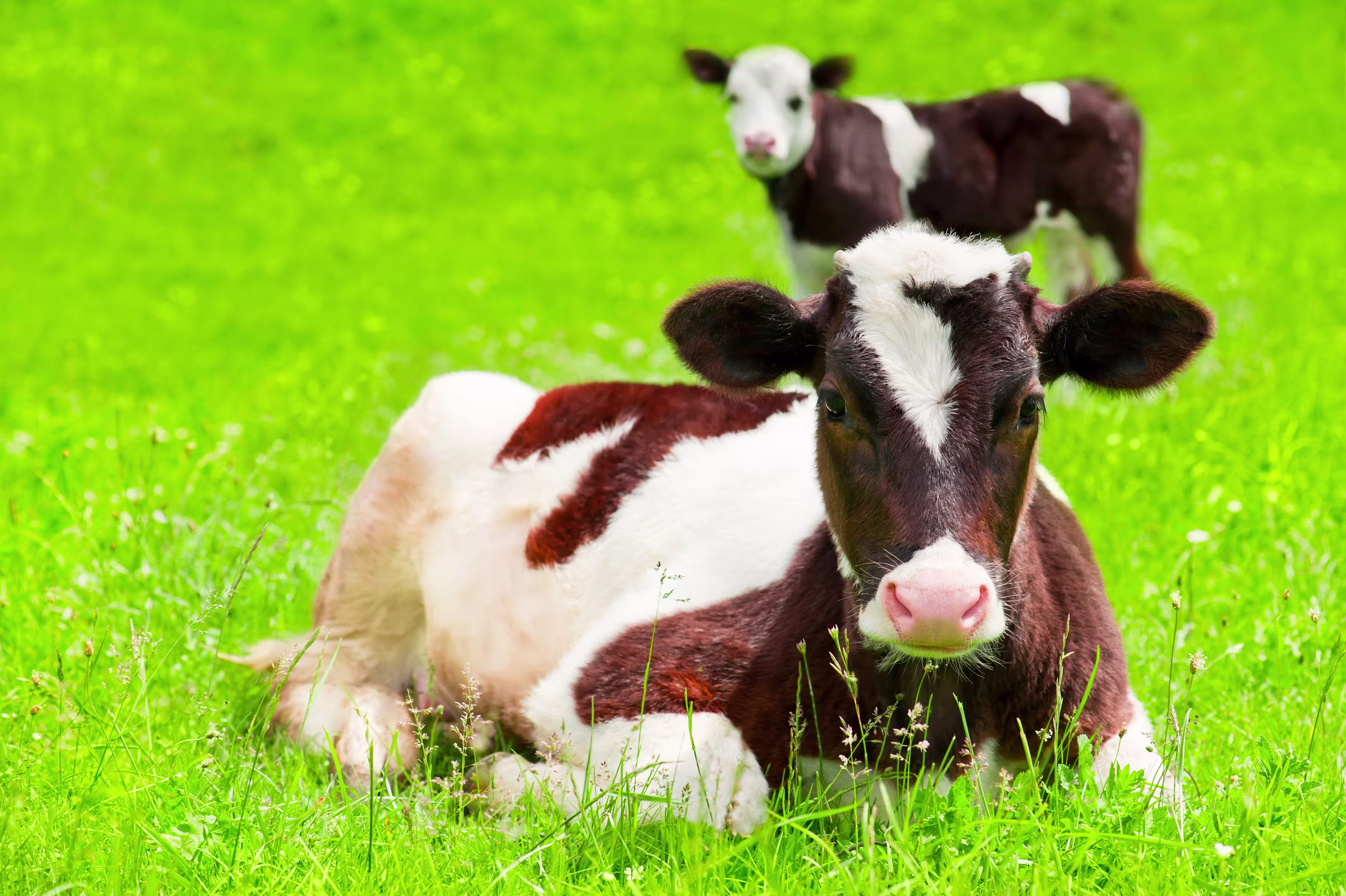 Two calves enjoying the outdoors