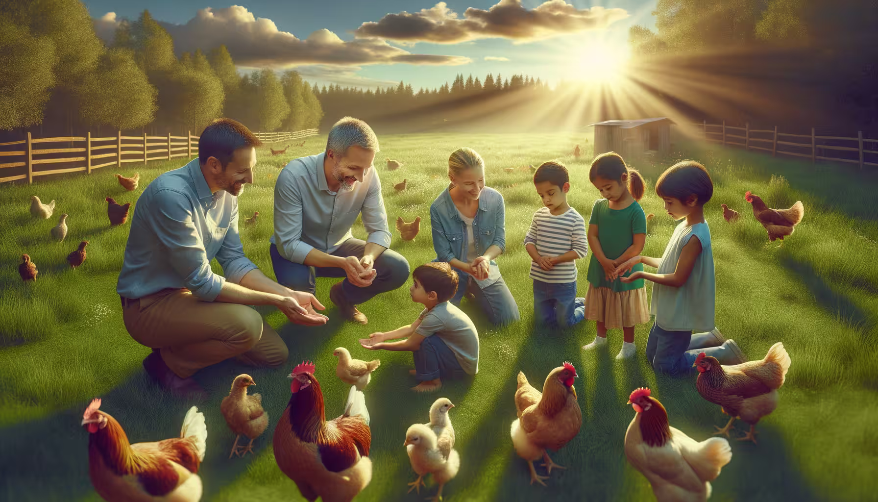 generated-image-efde9a43-f070-4151-ae99-4bb93fb2d918 AI fathers and children with chickens