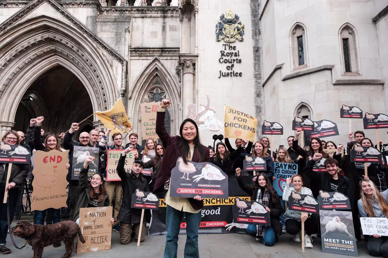 Protesters outside the royal courts of justice