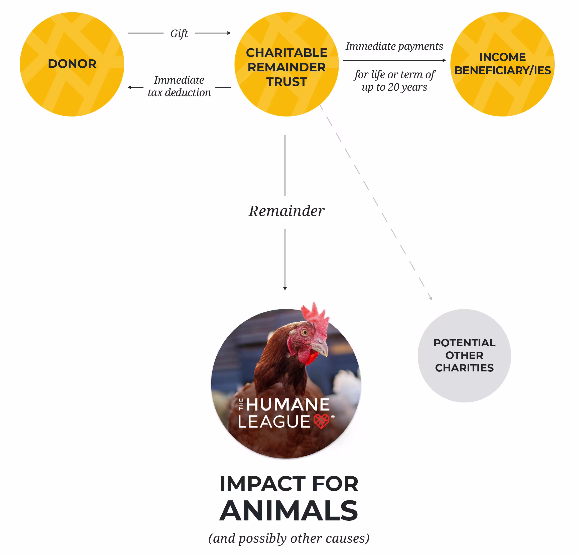 Diagram illustrating how charitable remainder trust works