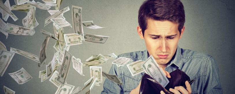 Feature image - Lending someone money Man with bills flying out of his wallet