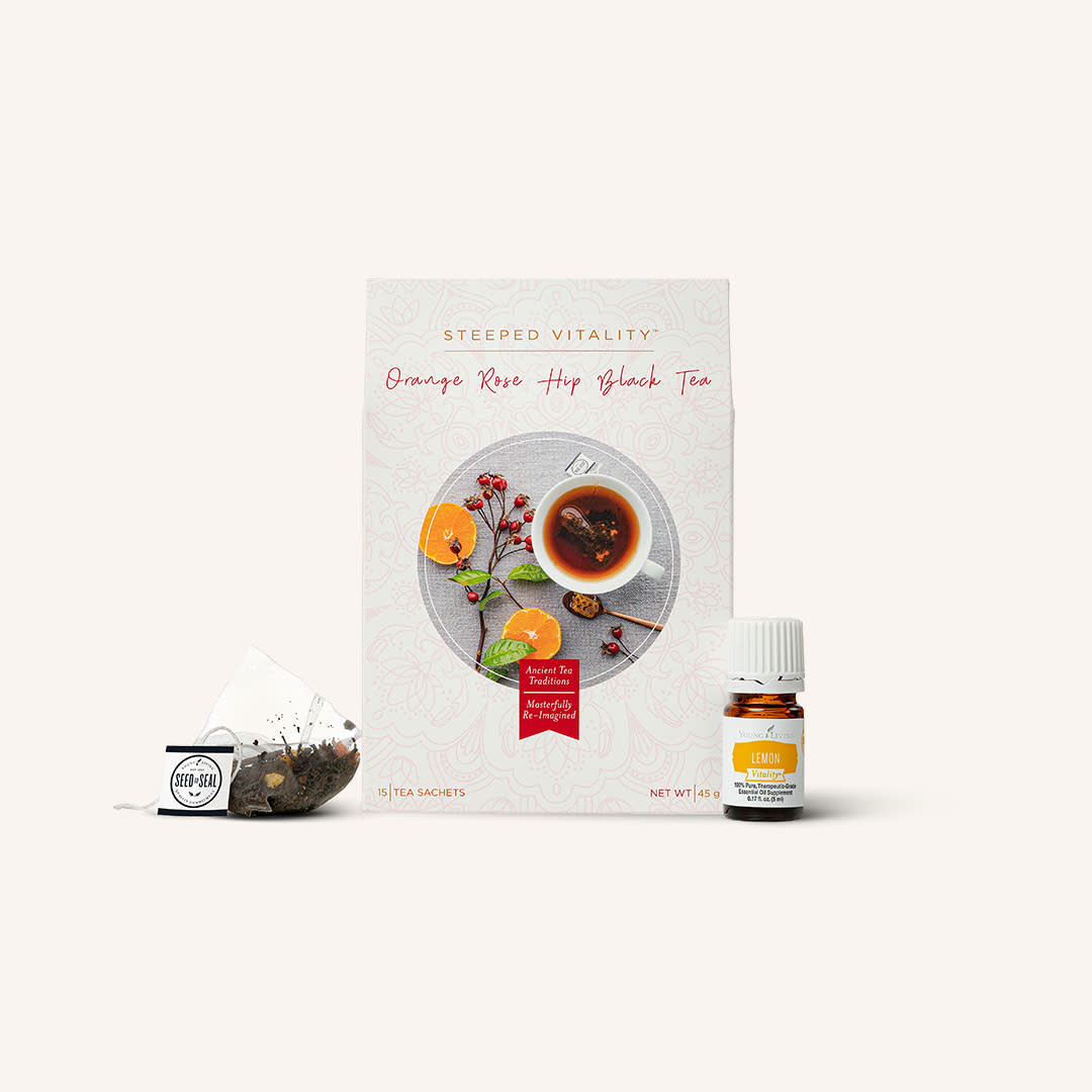 Juego De Té Negro Rosa Mosqueta Naranja