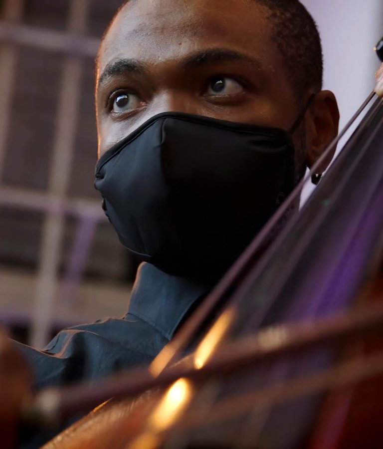 Bassist and LA Phil Resident Fellow Michael Fuller performing Jessie Montgomery’s Banner