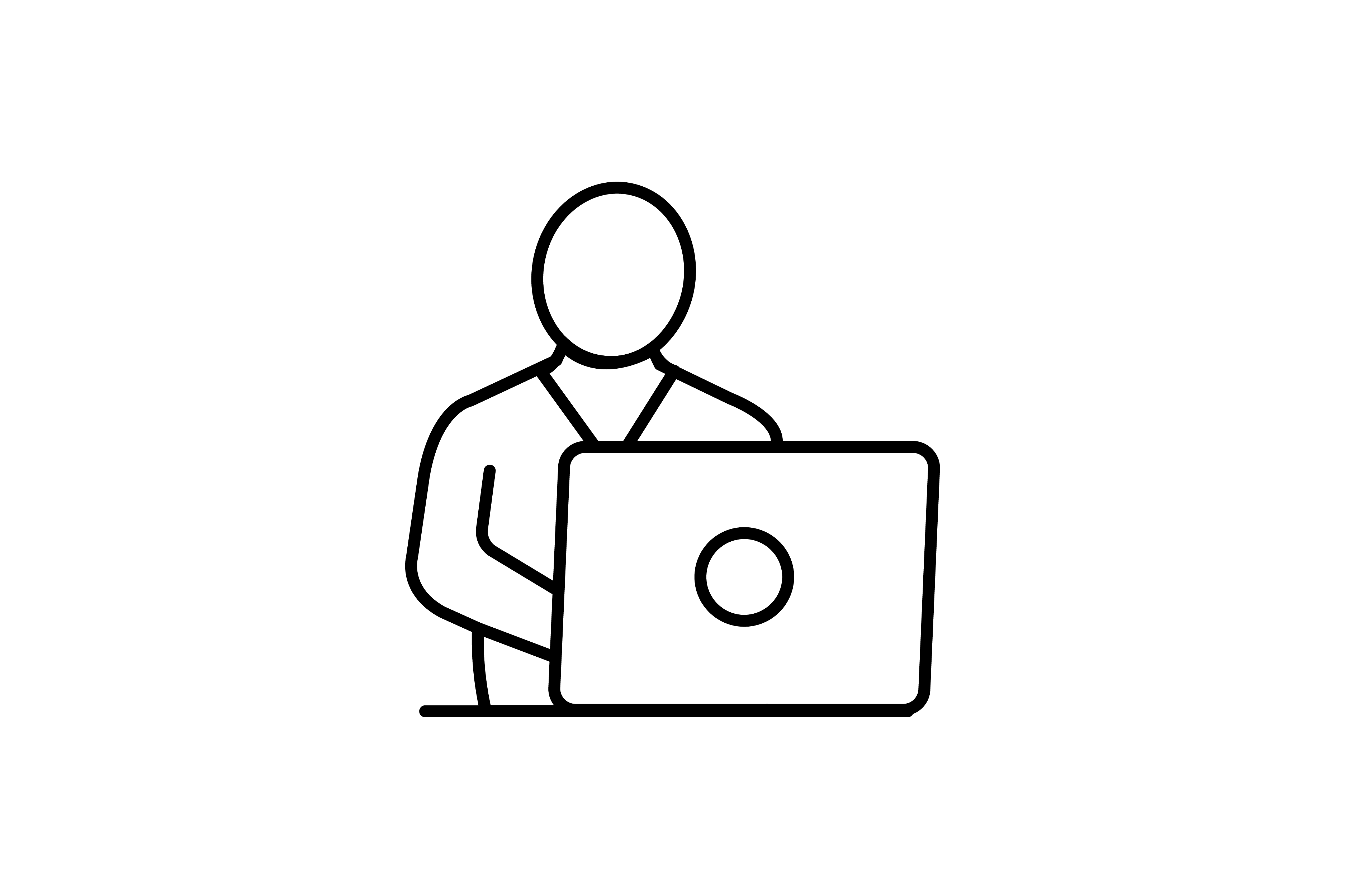 Simple icon of a person working on a computer