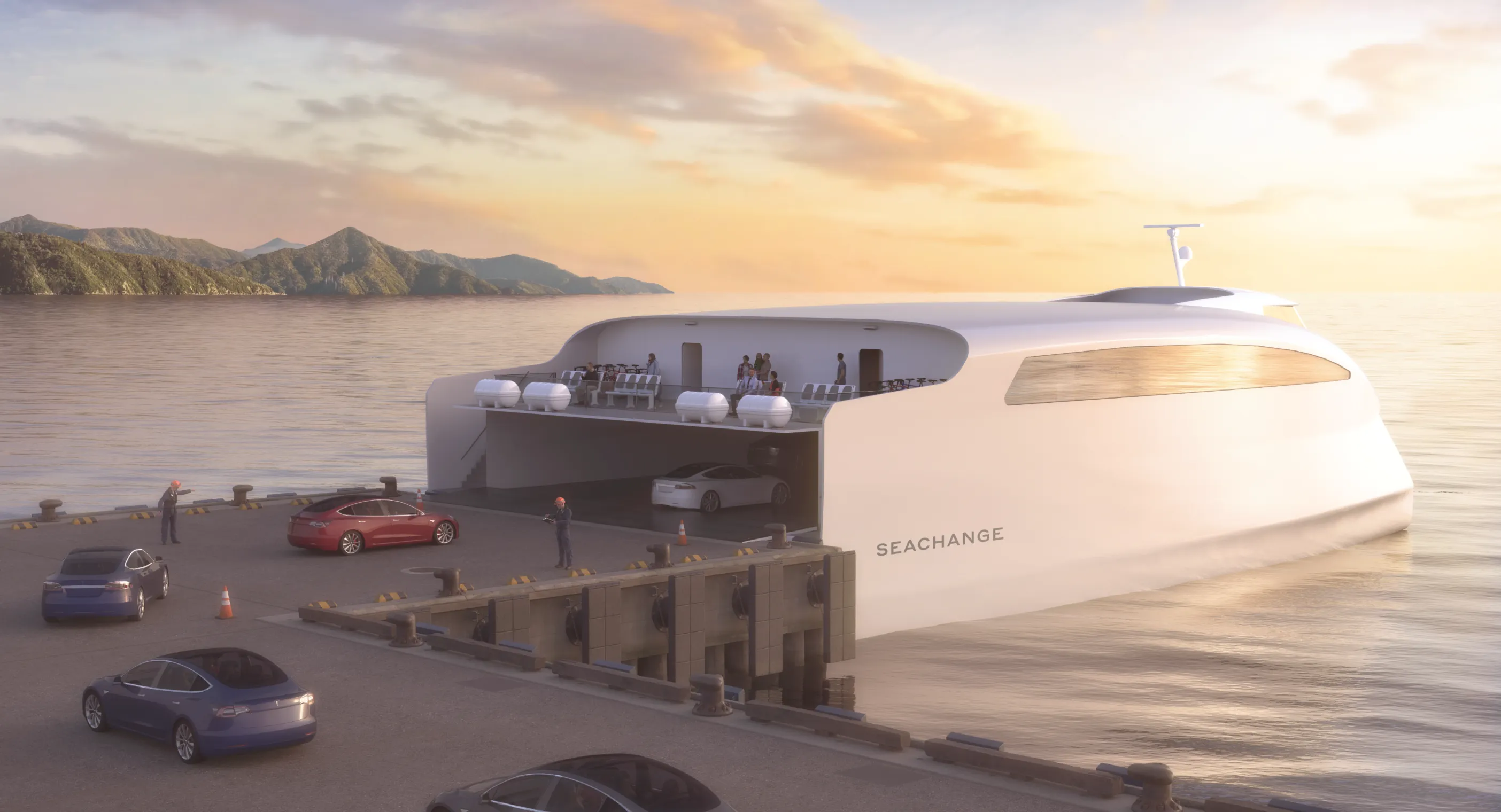 Computer render of the Seachange hydrofoiling ferry