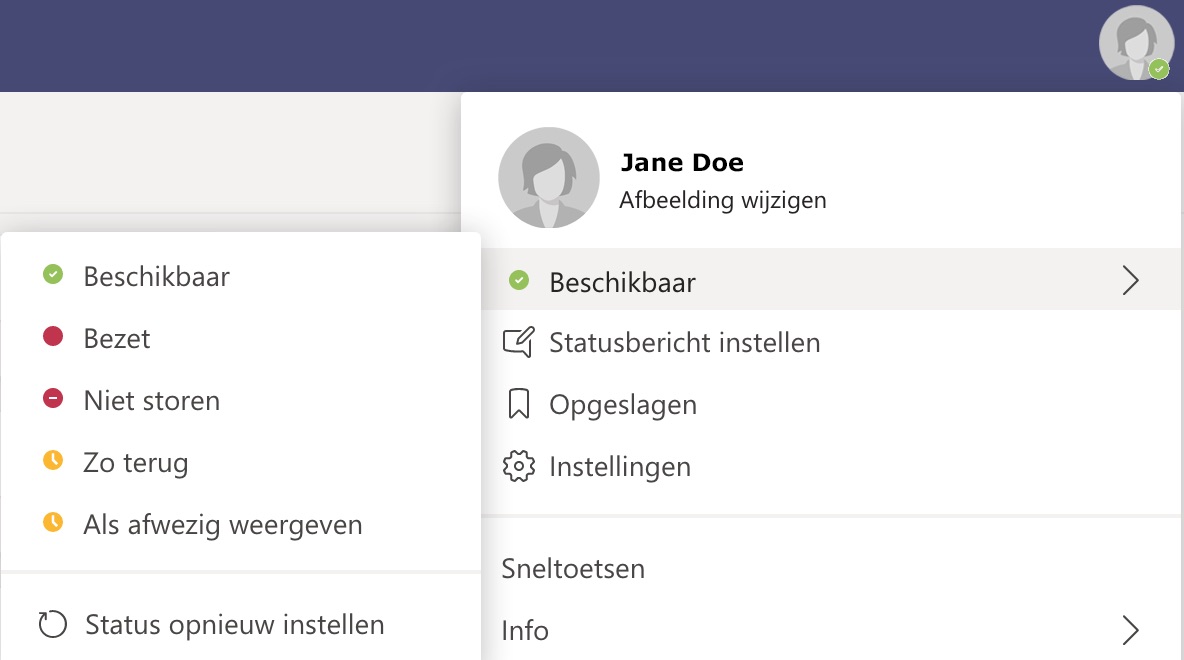 Bereikbaarheid instellen Teams