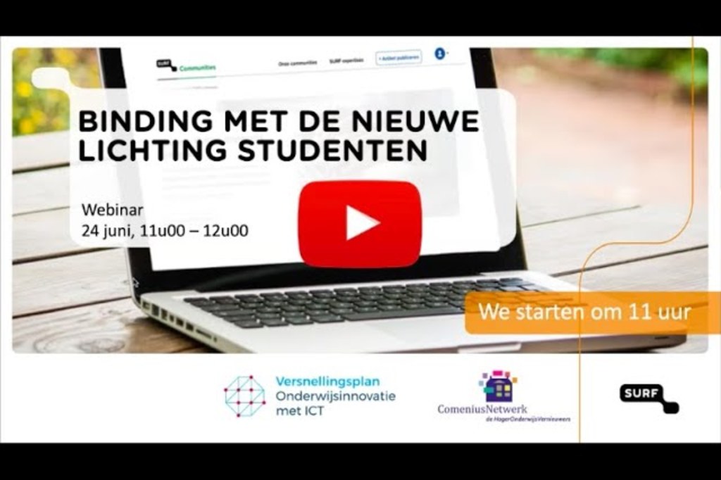 Thumbnail YouTube webinar 24 juni: Binding met de nieuwe lichting studenten