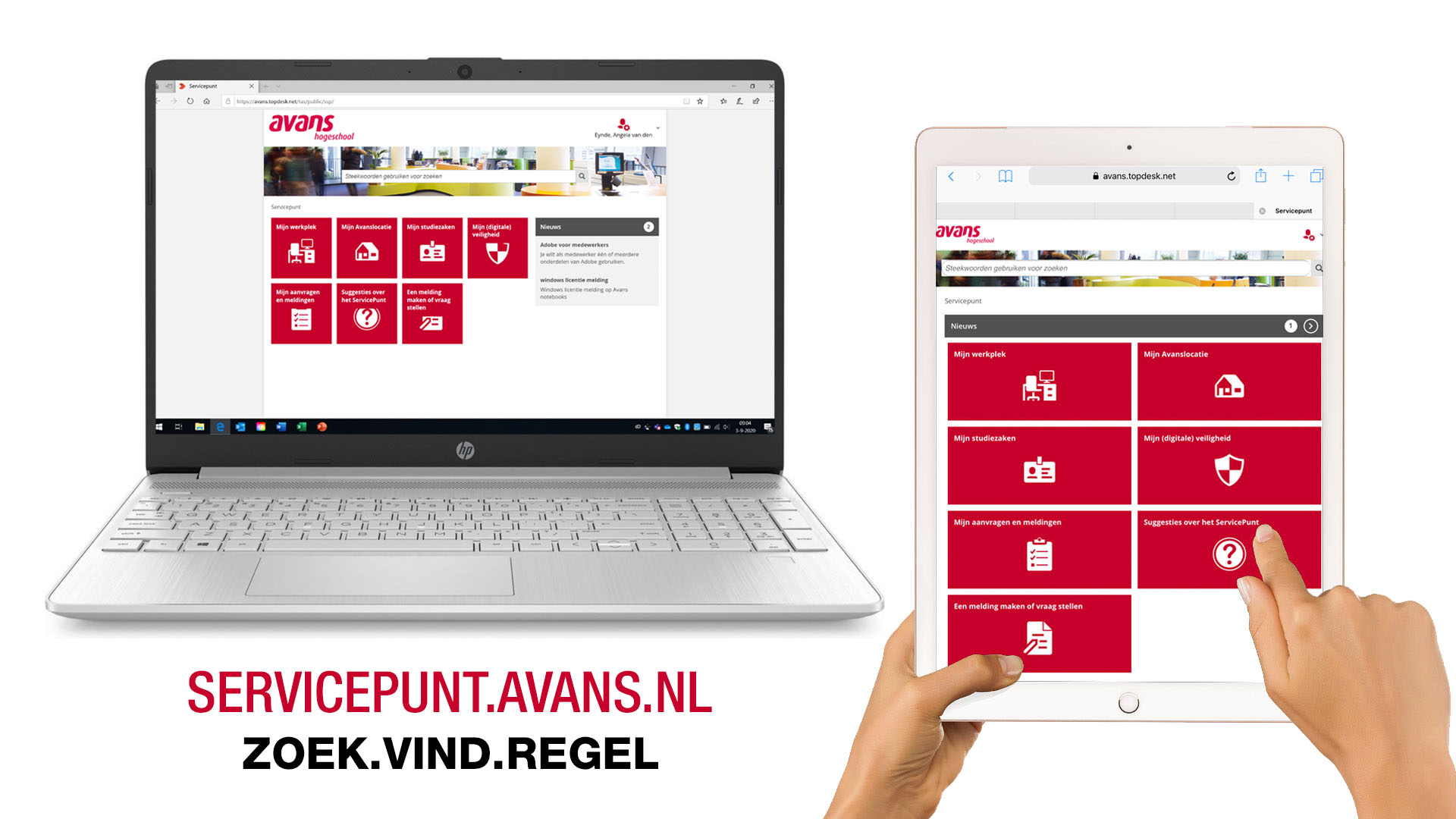 Servicepunt op devices met tekst