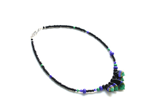 Collier plumes de Paon noir