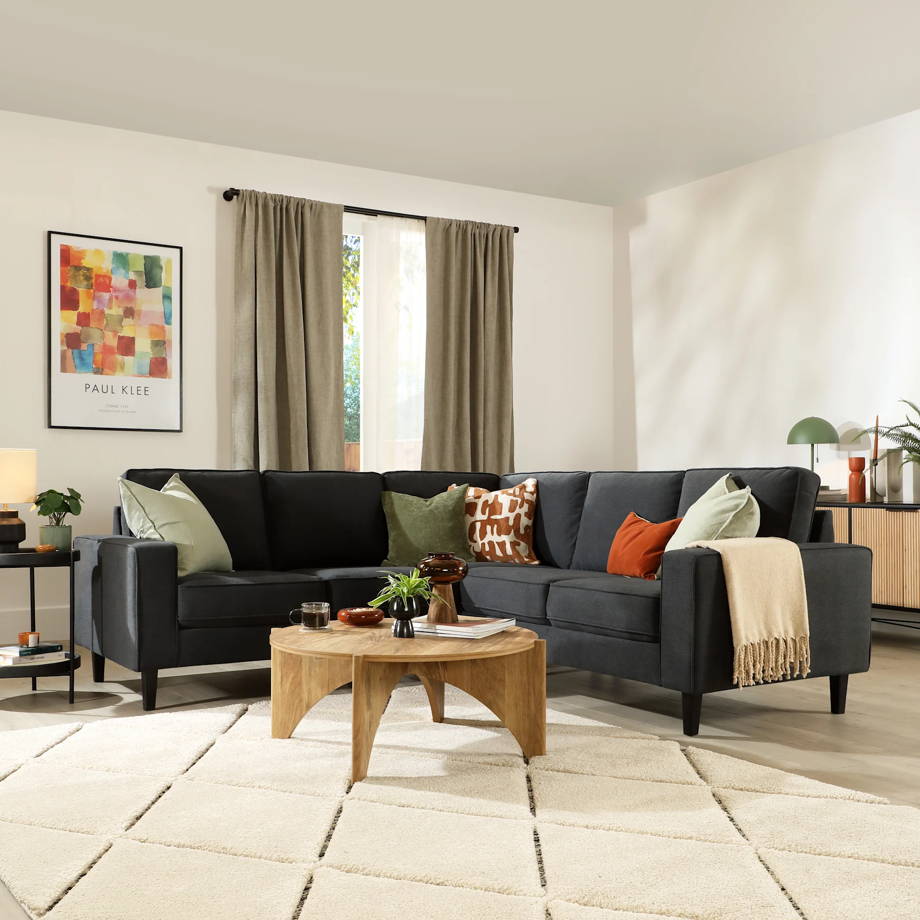 Monaco Corner Sofa, Slate Grey Classic Plush Fabric