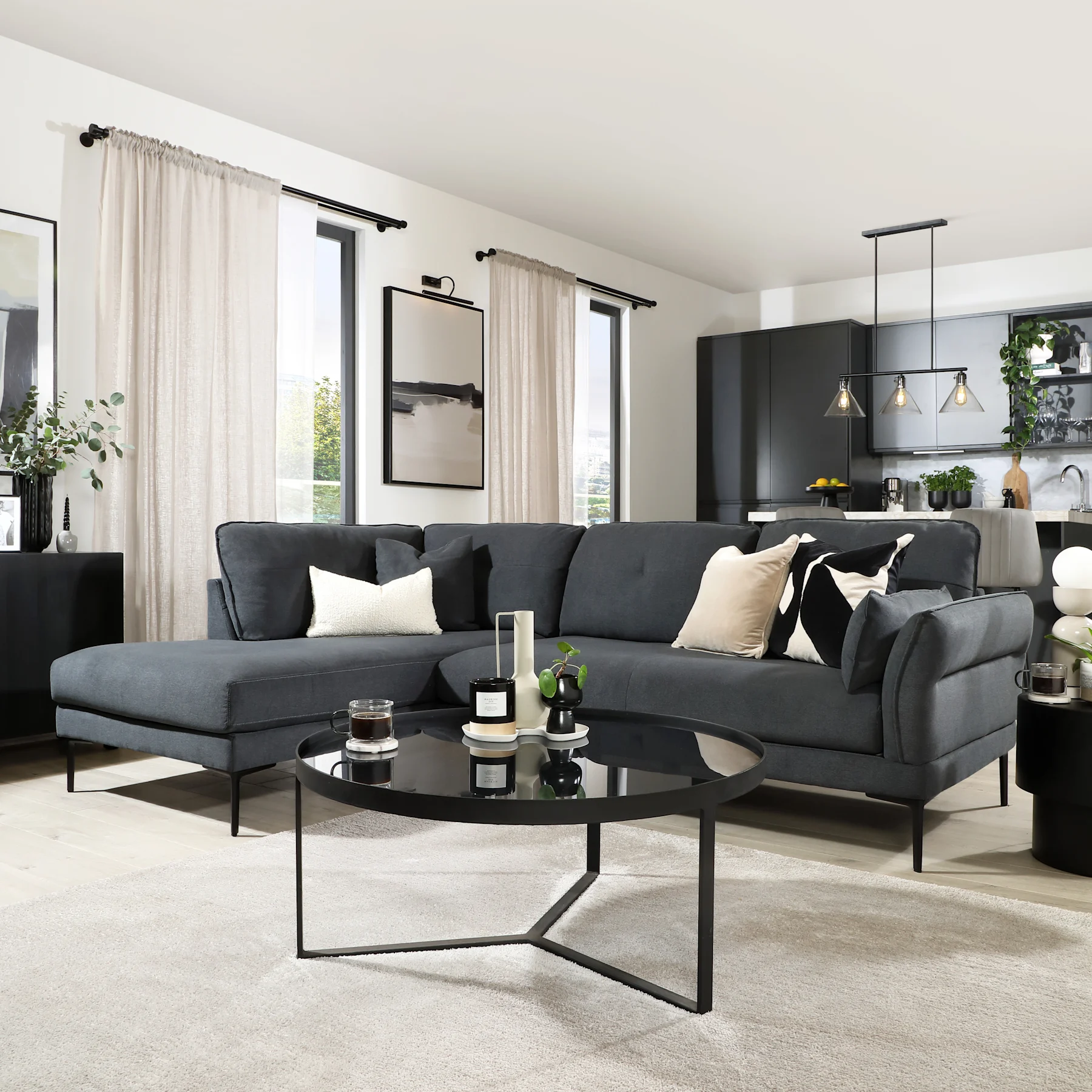Larissa L-Shape Corner Sofa, Left-Hand Facing, Slate Grey Classic Plush Fabric